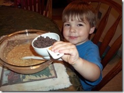 glutenfreecookies1 Thor pouring in the chocolate chips!