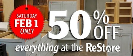 50% off sale at the ReStore! restoresale