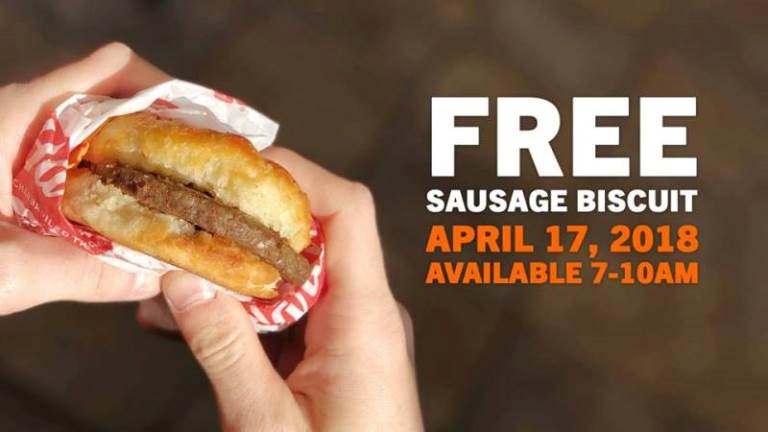 Free Sausage Biscuit at Hardee's April 17, 2018