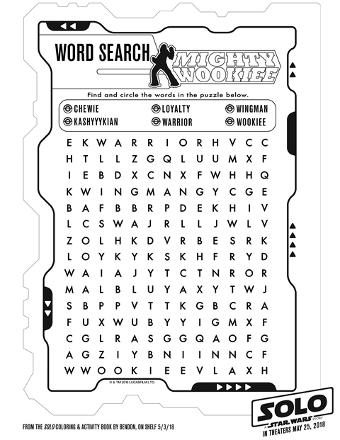 Solo A Star Wars Story Word Search