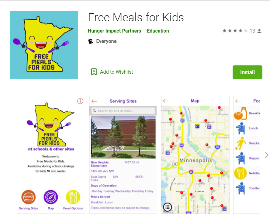 Free Meals for Kids app
