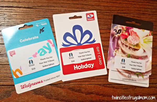 Newspaper gift cards