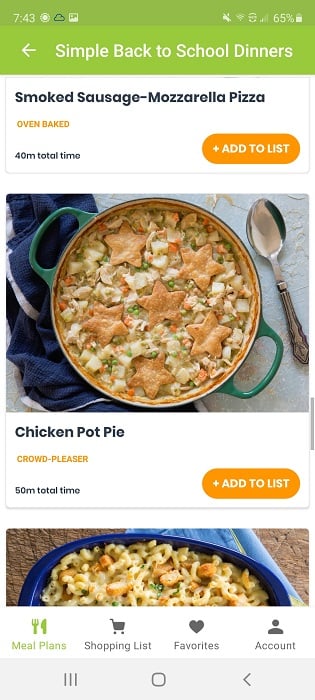 eMeals chicken pot pie