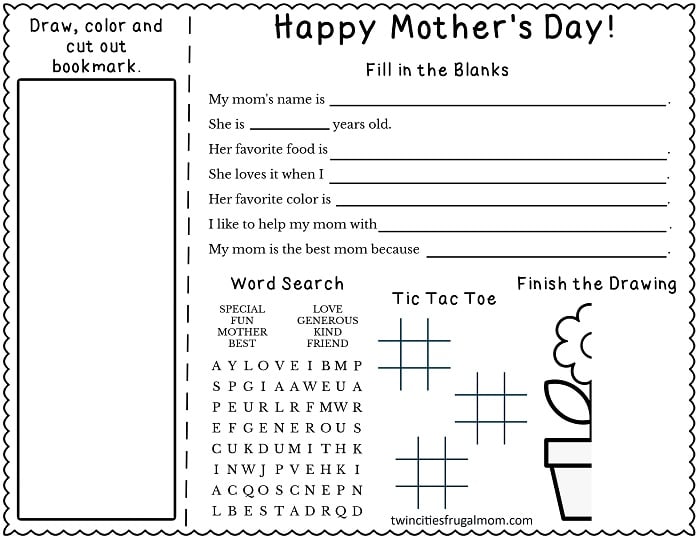 Free Printable Mother's Day Activity Page