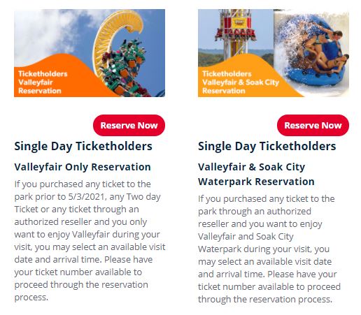 Valleyfair reservations