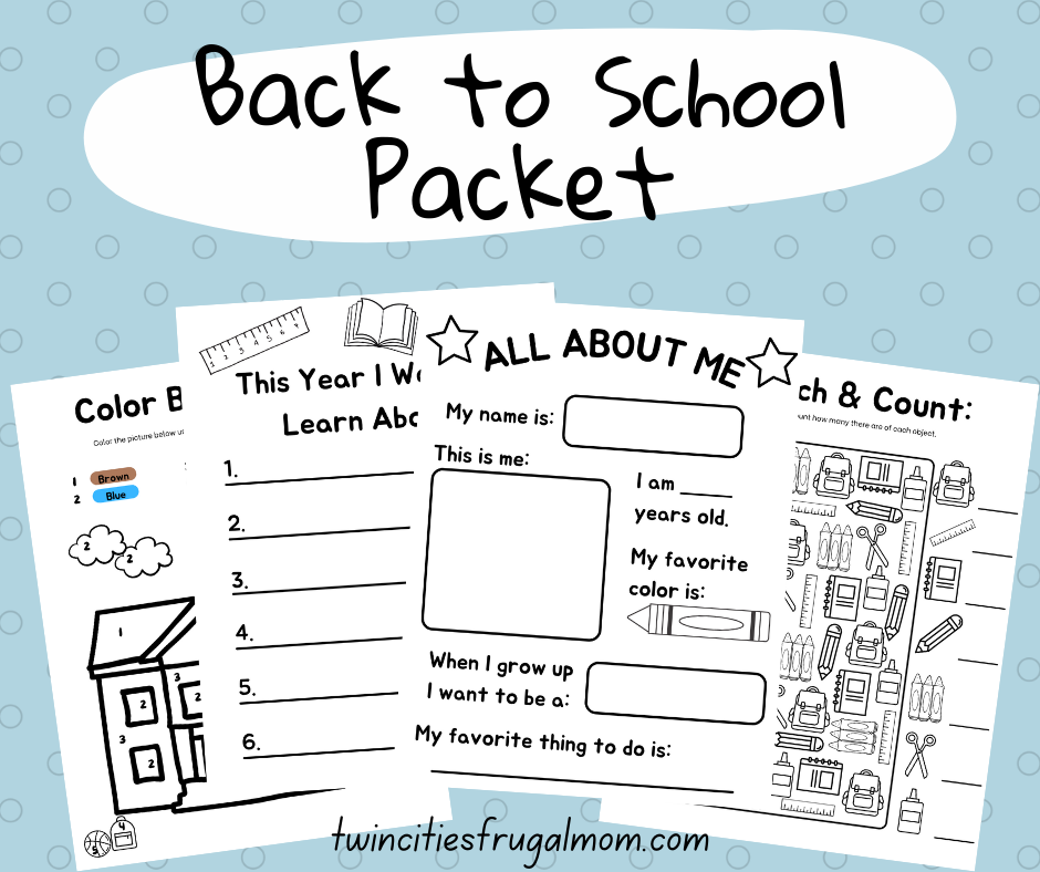 Free Printable Back to School Packet - Twin Cities Frugal Mom