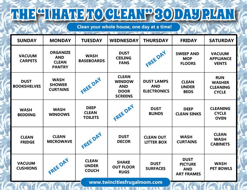30 Day Hate to Clean Plan