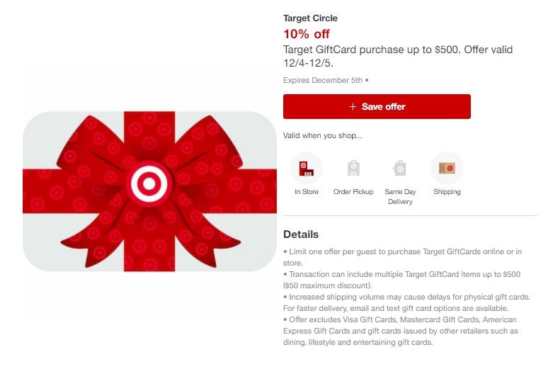 Target 10% Off