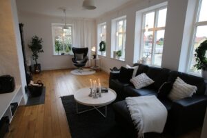 living room black fixtures