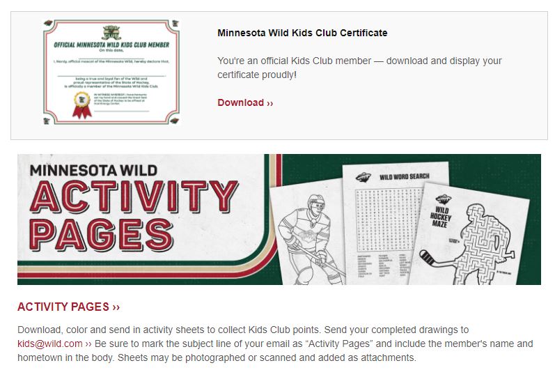Minnesota Wild Kids Club