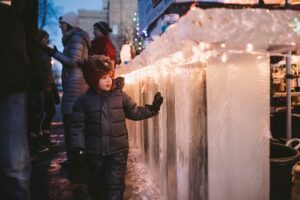 saint paul winter carnival Child and Ice Sculpture