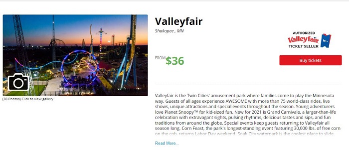valleyfair ares ticket page 2022