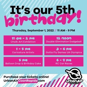 urban air coon rapids 5th birthday