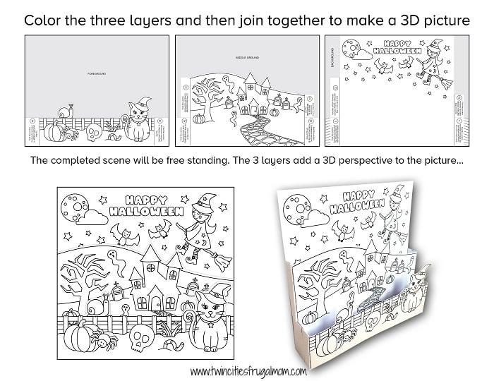 TCFM Halloween 3D Coloring Scene Instructions