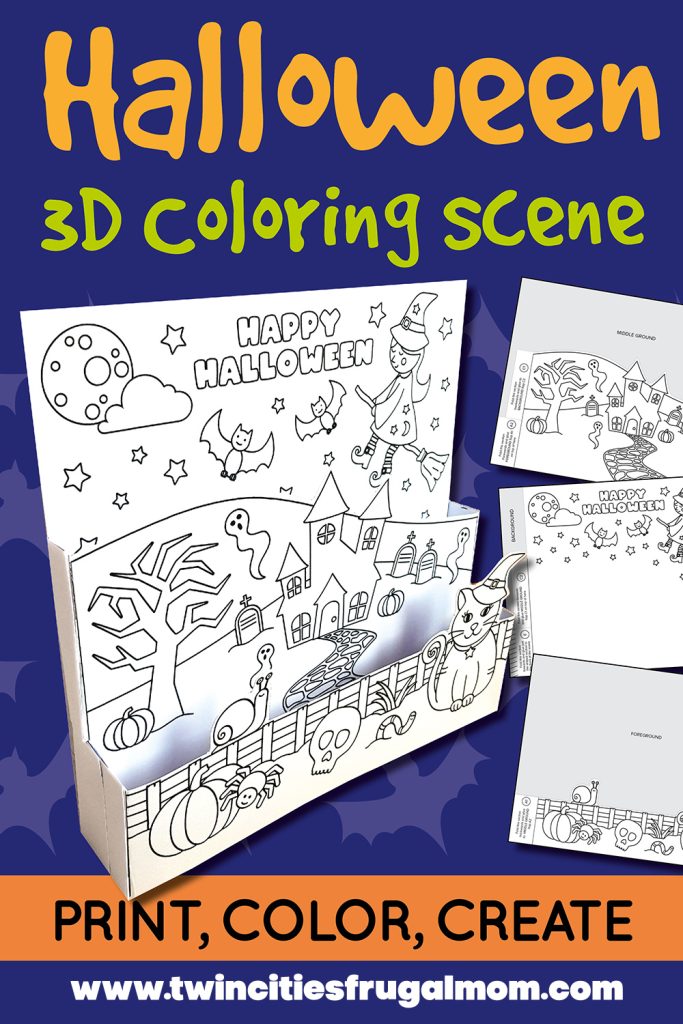 FREE Halloween 3D Coloring Scene Printable - Twin Cities Frugal Mom