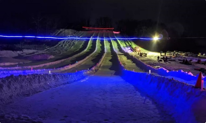 wild mountain snow tubing night