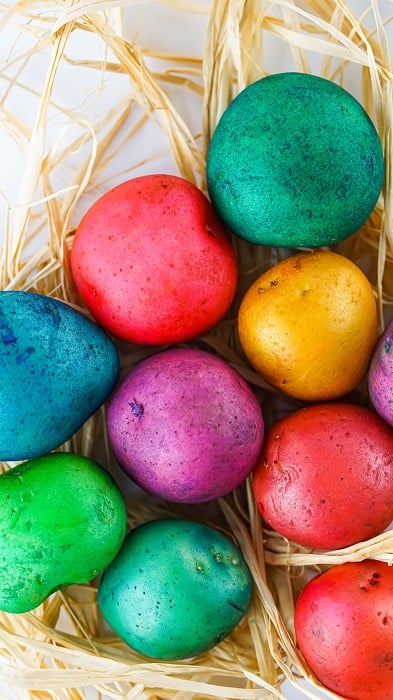 easter egg colorful potatoes