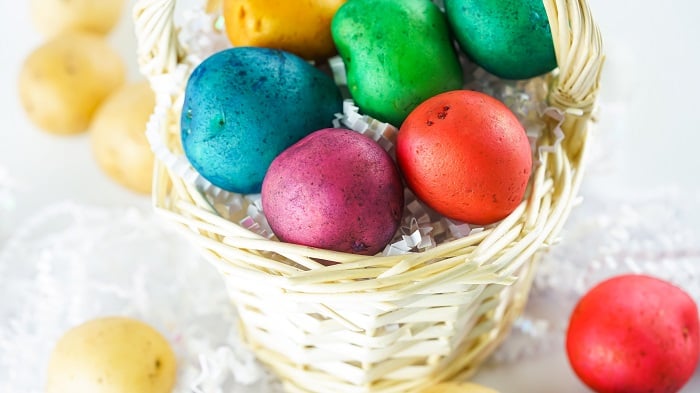easter egg potatoes basket