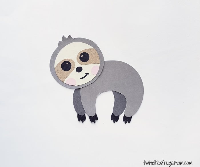 sloth paper craft step 6