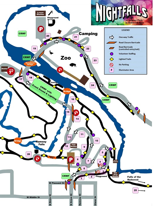 redwood falls nightfalls map