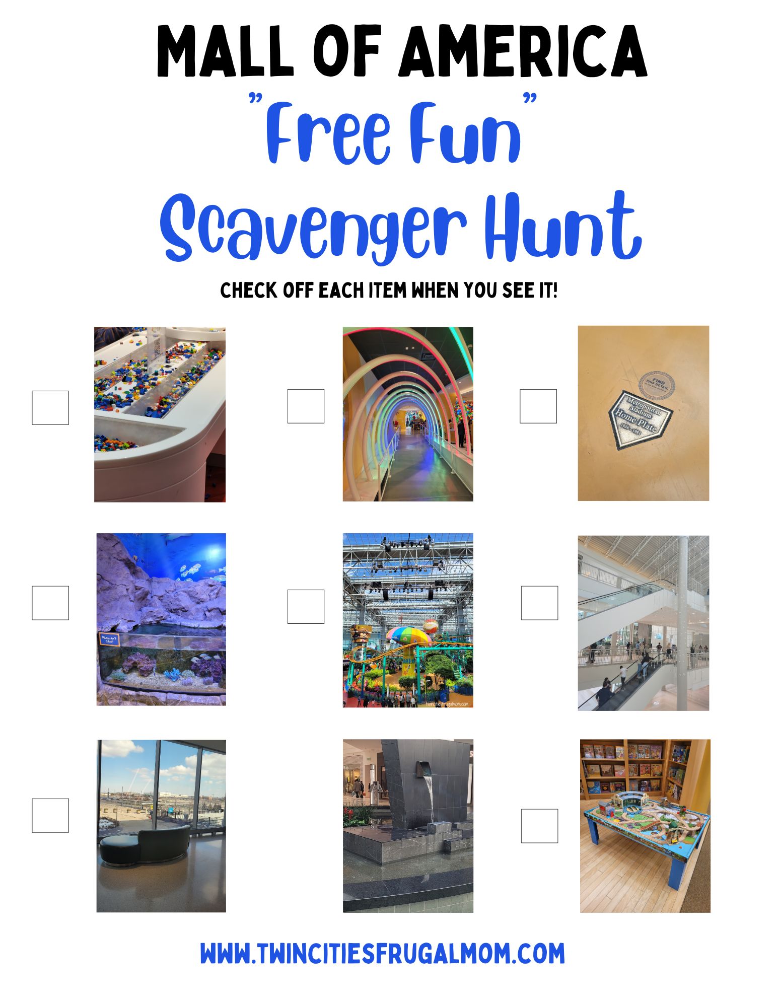 Mall of America Free Fun Scavenger Hunt LEGOS 2025