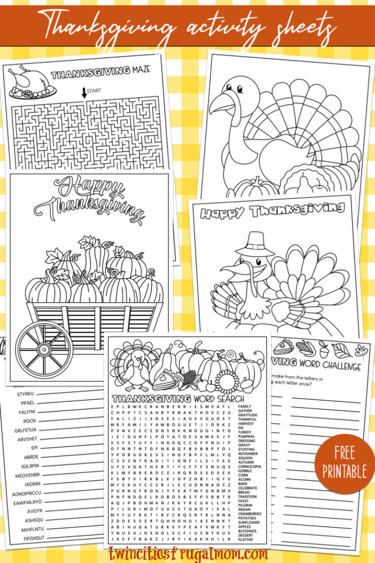 Free Printable Thanksgiving Activity Pages for Kids - Twin Cities
