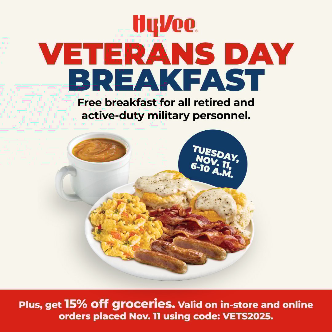 hyvee veterans day breakfast 2025