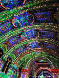 luminiscence blue green ceiling