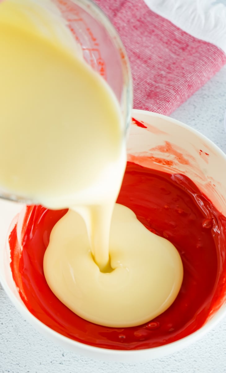 VDay fudge red white melt